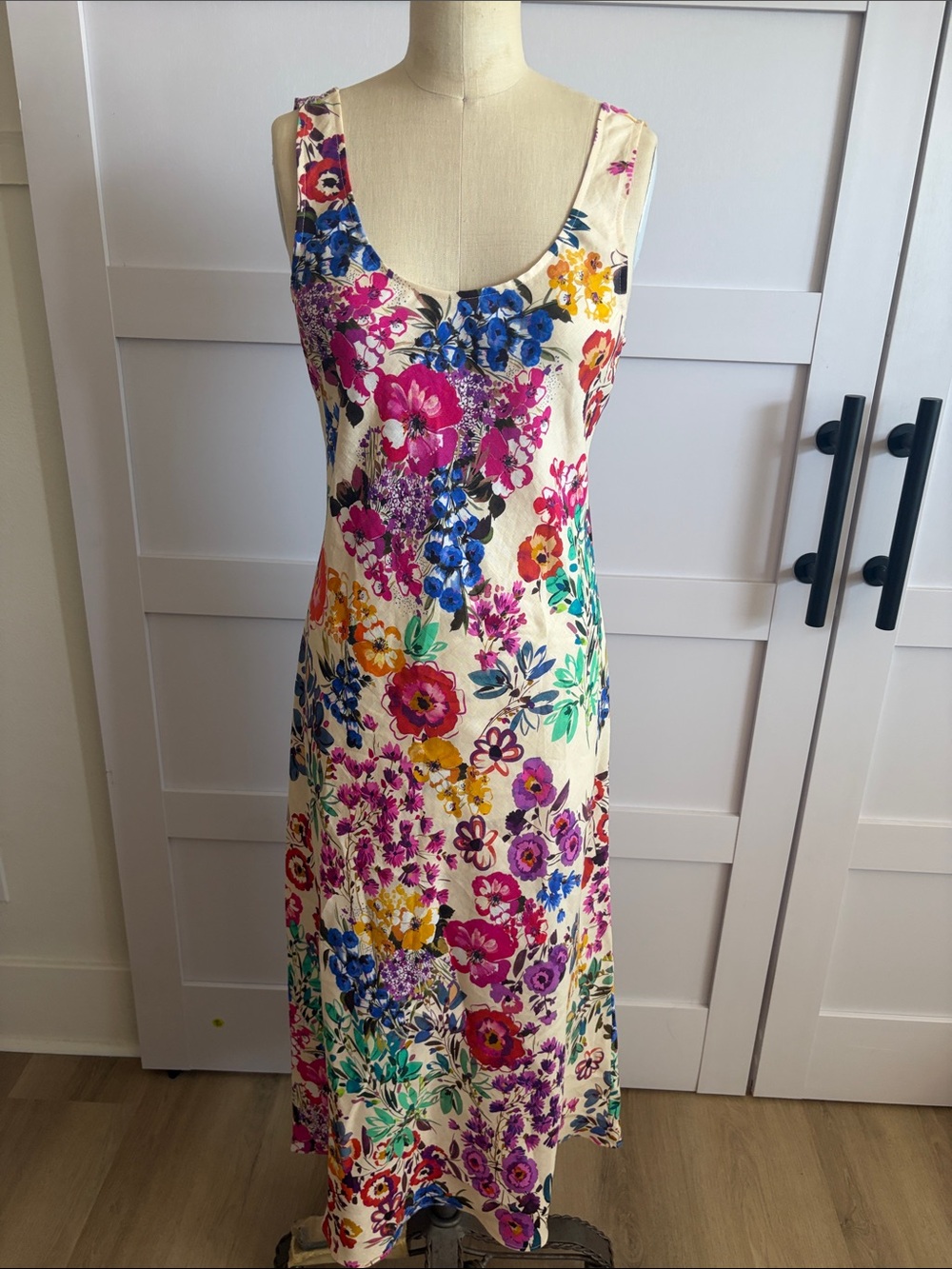 Johnny Was Cream Maxi Dress with Multicolor Floral Print